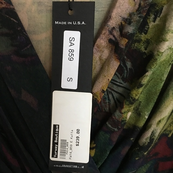 Elana Kattan floral draped dress, sz.S, NWT - Picture 5 of 8